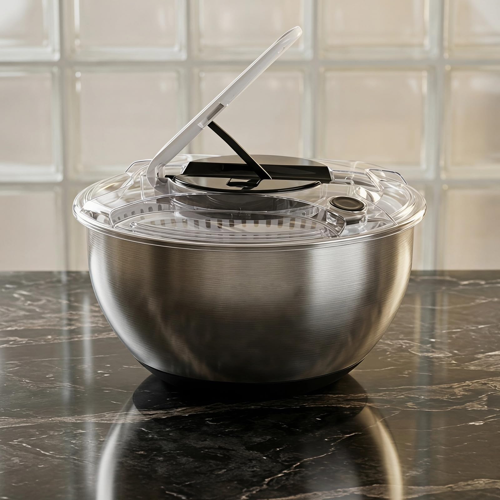 OUNONA Rotador de ensaladas de Acero Inoxidable de 3,5 L, centrifugador de