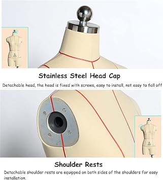 Female Sewing Mannequin On Wheels for Sewing Clothes, Plus Size Mannequin Torso Body with Stand, Adjustable Woman Dress Form Tailor Dressmakers Dummy Beautiful Scenery,White-XX