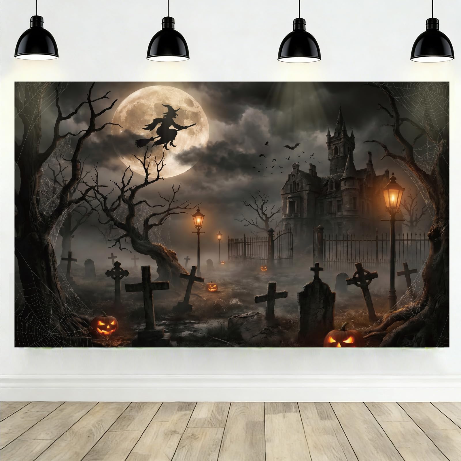 Spooky Happy Halloween Party Backdrop - Halloween Photo Backdrop 6x3.6ft