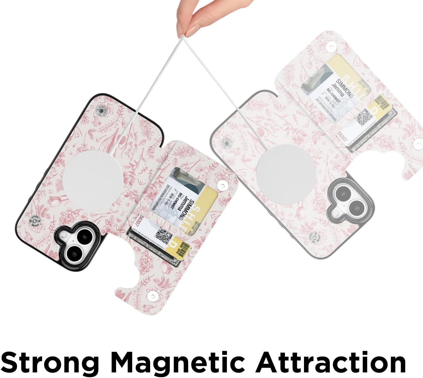 uCOLOR for iPhone 17 Wallet Case Magsafe with Card Holder Slot【Compatible with MagSafe】 Folio Flip PU Leather Double Magnetic RFID Design with Camera Lens Protector 6.3" (Nude Flowers) - Image 5