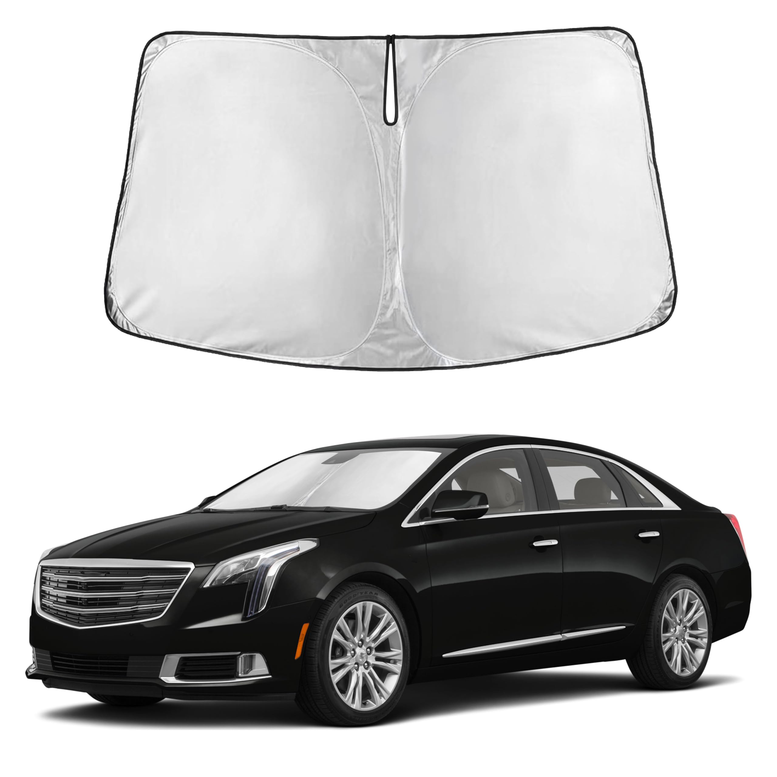Autovir Windshield Sun Shade Fit for 2013-2017 2018 2019 Cadillac XTS Sunshade, Front Car Window Shades Sun Visor, Blocks UV Rays & Heat, Car Accessories Fit for Cadillac XTS 2013-2019
