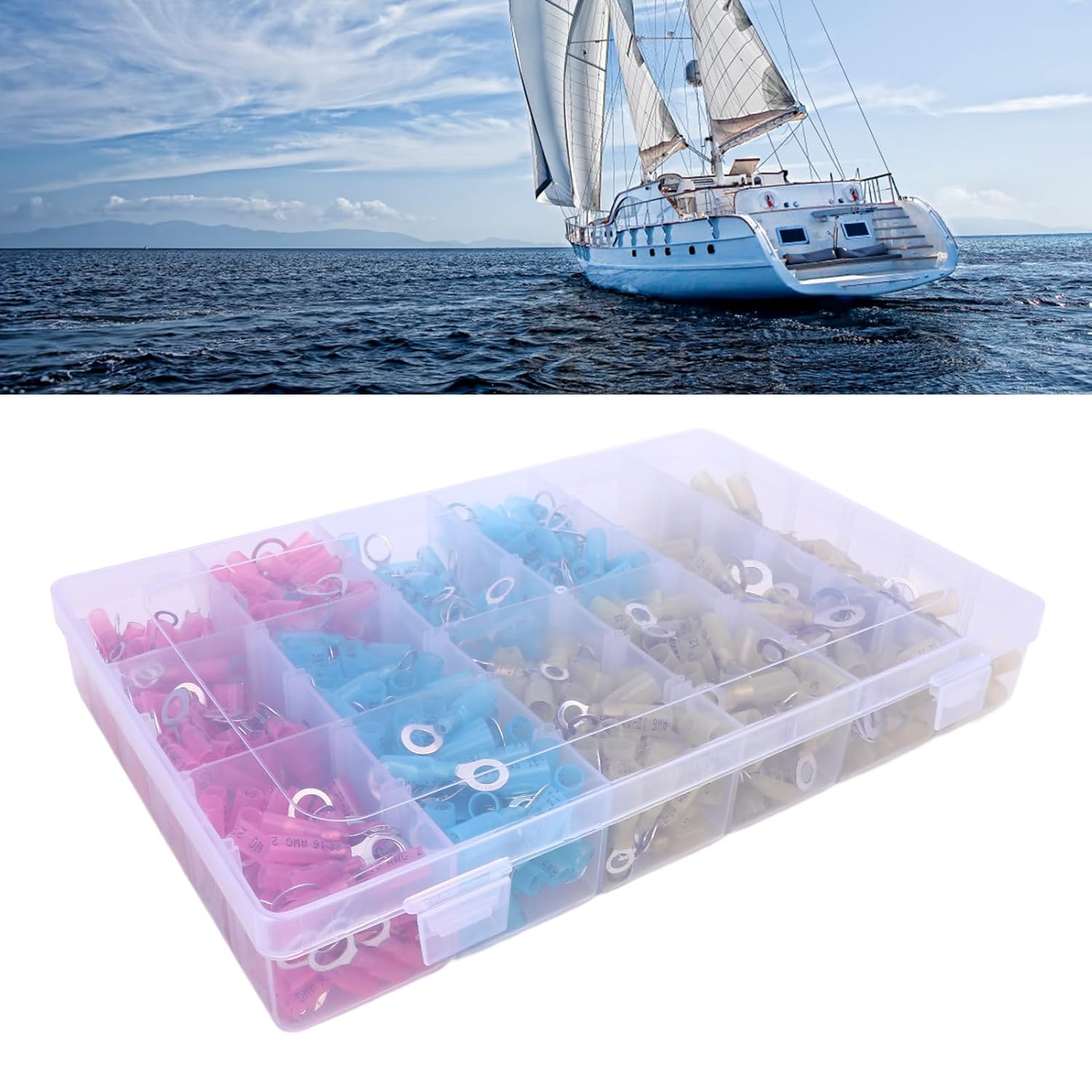 600pcs Heat Shrink Wire Connectors Insulated Crimp Terminals for Marine Automotive Truck Electrical Repairs
