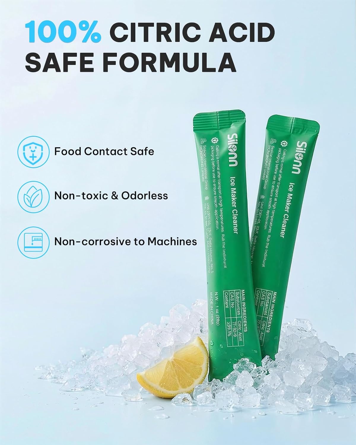  Ice Maker Cleaner & Descaler | Fast Dissolving, Safe| 100% Pure Citric Acid Descaler Powder, 24 Individually Packaged Pouches, Compatible with All Ice Makers & Coffee Machines thumbnail