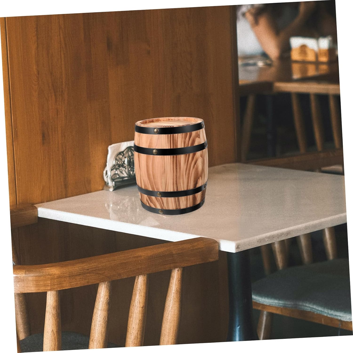 Garneck Wood Barrel Decorative Prop Rustic Wine Bucket for Home Bar Garden Party Natural Oak Craftsmanship Unique Vintage Decor for Photo Shoots and Events