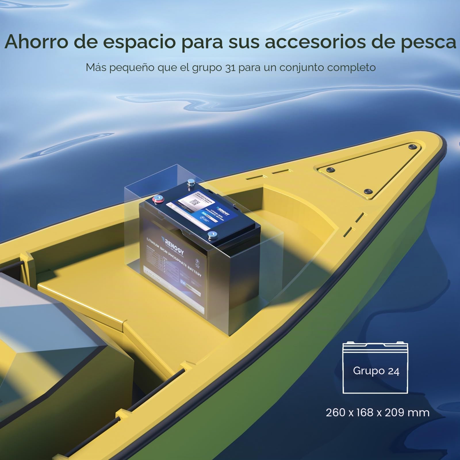 Renogy Batería de Litio LiFePO4 de 12V 100Ah para Motores de Arrastre con Bluetooth, BMS de 150A, Baterías de Ciclo Profundo de 6000+ Ciclos, Batería Solar de 12V 100Ah para Motor de Arrastre, Cabinas