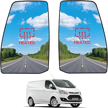 Heated Upper Wing Mirror Glass - Compatible with Ford Transit Tourneo Custom 2012-2023 Left+Right Side 2 PCS Door Wing Mirror Convex