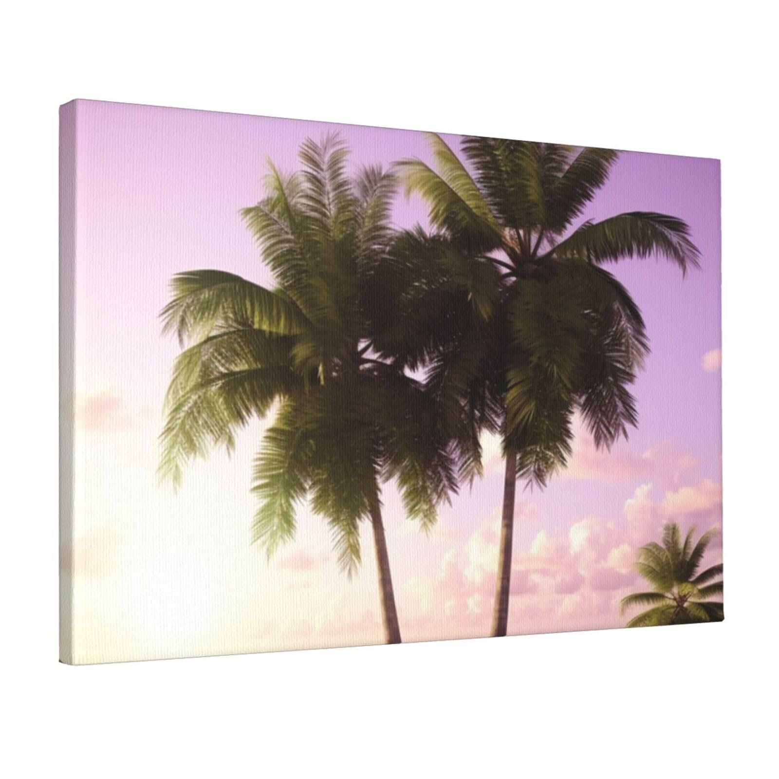 KLOPH Tropical tree Pink Canvas Wall Art for Living Room 12"x18" Modern Artwork Painting for Bathroom Hanging Canvas Prints Aesthetic Wallart for Bedroom Kitchen Office Wall Decor