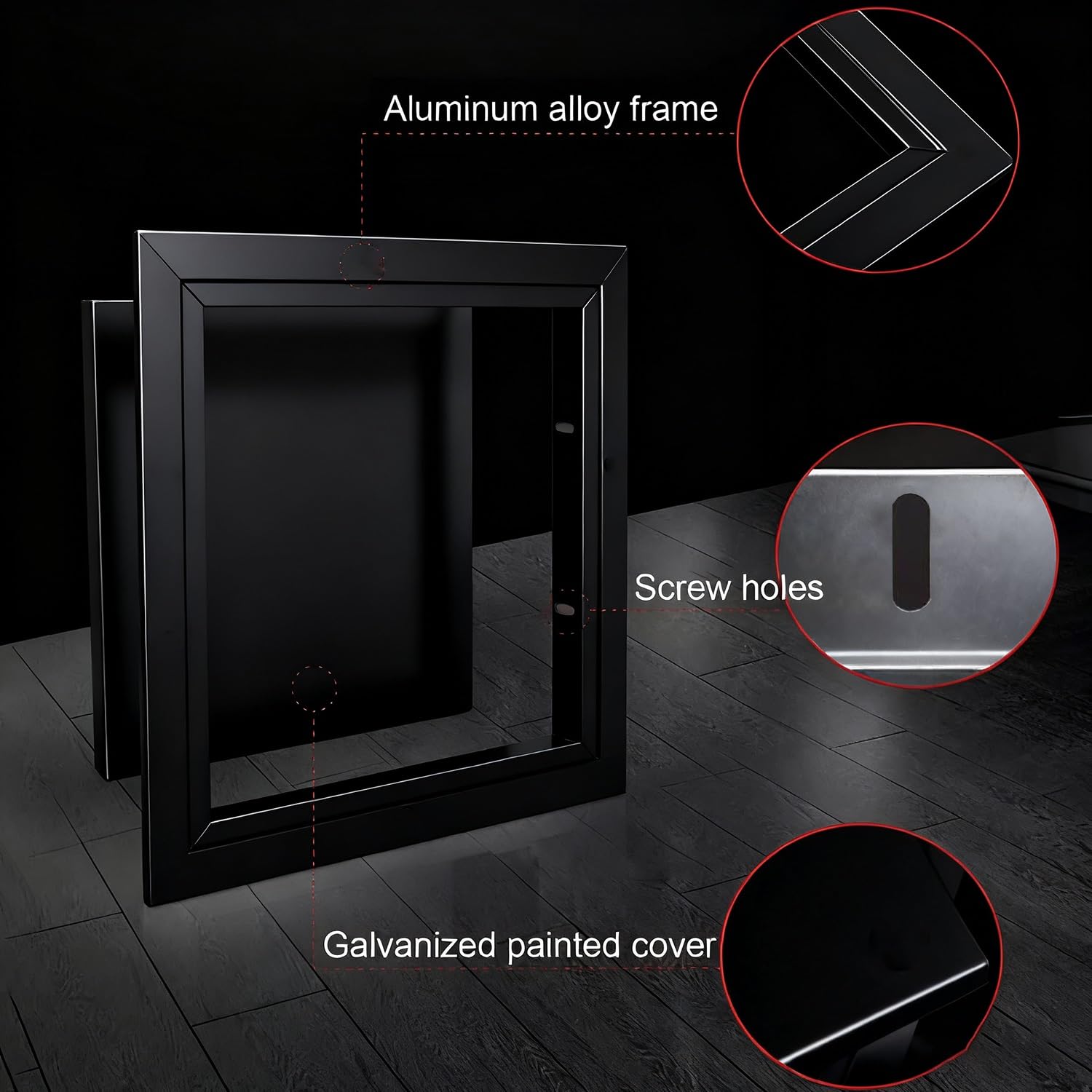 Panel dostępu do płyt kartonowo-gipsowych, aluminiowa osłona otworu ściennego, drzwi wejściowe, właz bezpieczeństwa do kanalizacji (czarny, 40 cm)