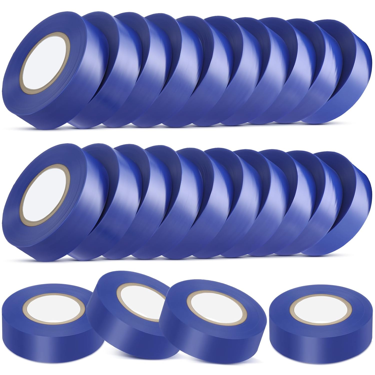 Treela 20 Rolls Electrical Tape 3/4 Inch Waterproof Vinyl Electrical Insulating Tape Flame Retardant Indoor Outdoor High Temperature Resistance Accessory for Wire and Cable(Royal Blue,66 ft)