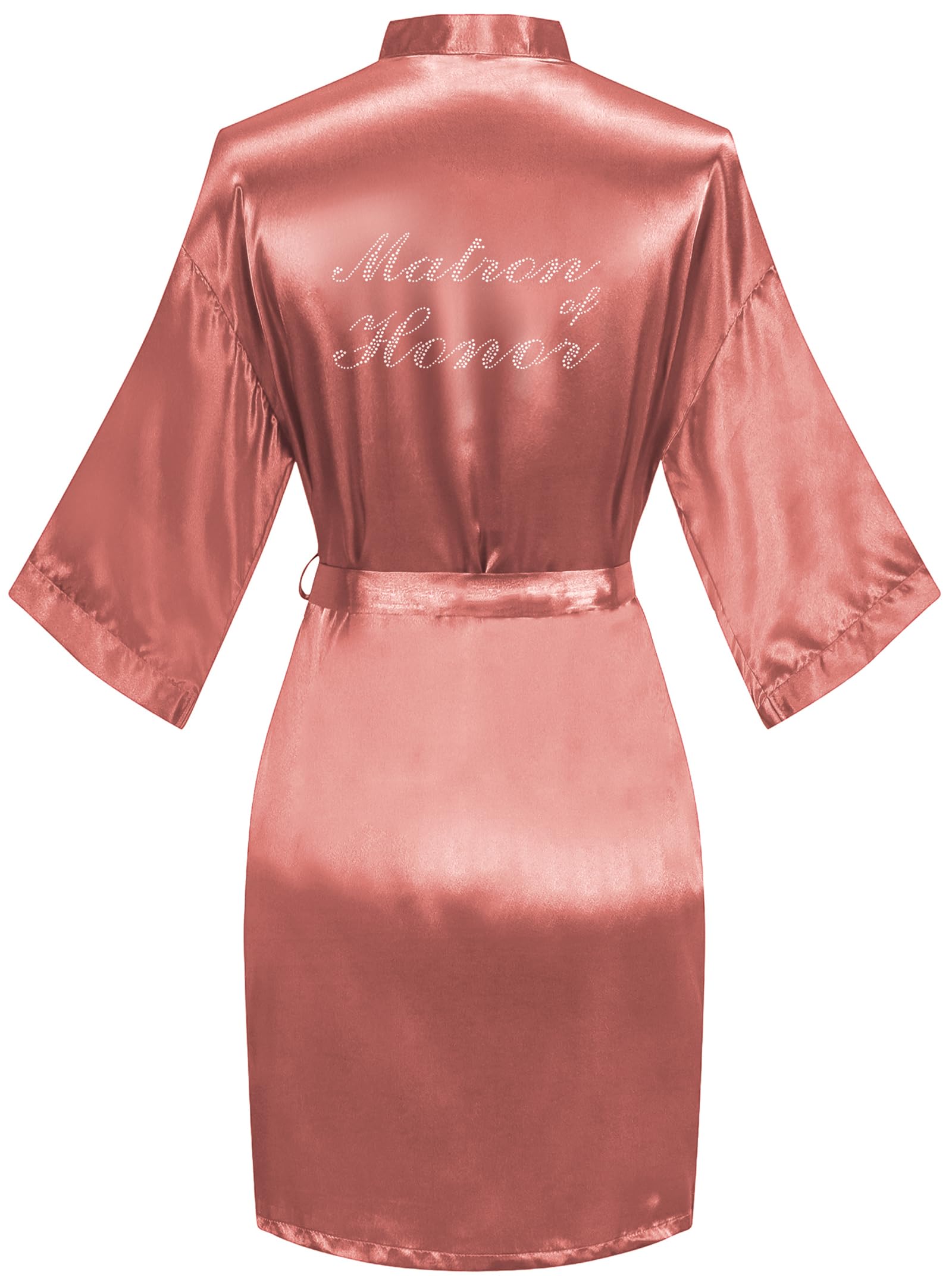 goodmansam Women's Silky Robes One Size Silver Rhinestones Bride Bridesmaid Sleepwear for Wedding Party Getting Ready