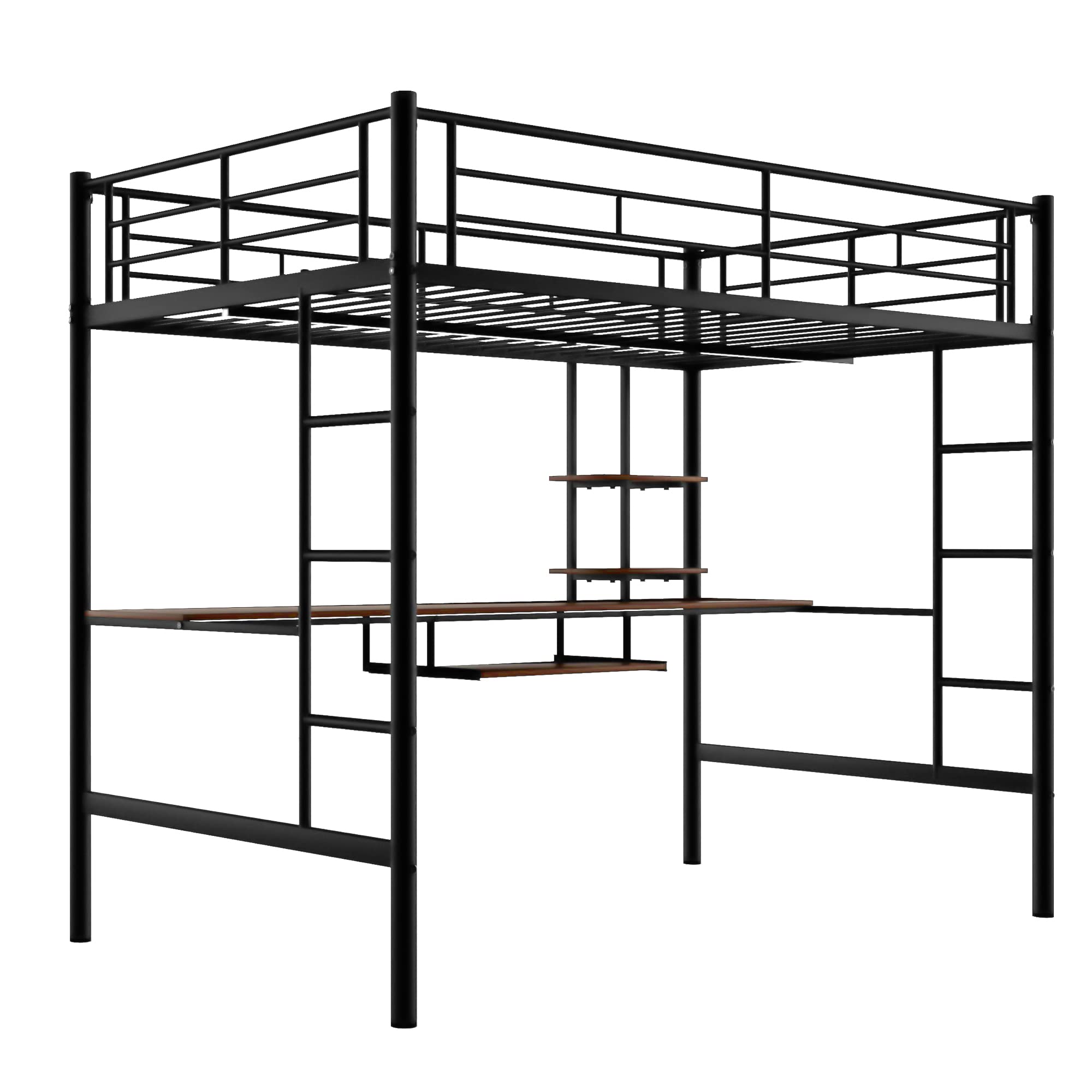 Harper & Bright Designs Full Loft Bed with Desk , Metal Heavy Duty Loft