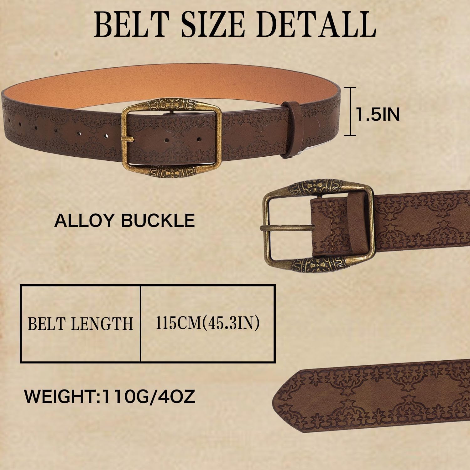 Western Belt for Jeans Vintage Brown Leather Belts Cowgirl Belts for Women - Image 6