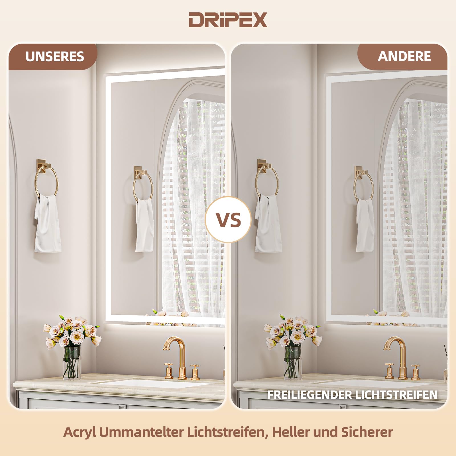 Badezimmerspiegel Led Badspiegel, Speicherfunktion, Touch-Schalter, Druckknopf, Dimmbar, 3 Lichtfarbe Einstellbare Spiegel Bad mit Beleuchtung, Badspiegel mit Wandspiegel, Beschlagfrei 60x100 cm
