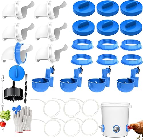 Comedero para pollos y patos y bebedero, cubo de alimentación de aves de corral automático sin desperdicios, a prueba de lluvia, a prueba de ratas,