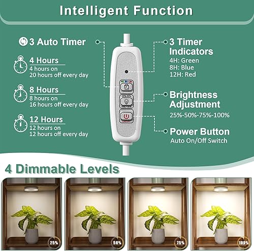 Miniatura 3 de LORDEM Luz de cultivo para plantas de interior, 48 luces LED de techo de espectro completo, lámpara de cultivo con cable de 5 V con interruptor