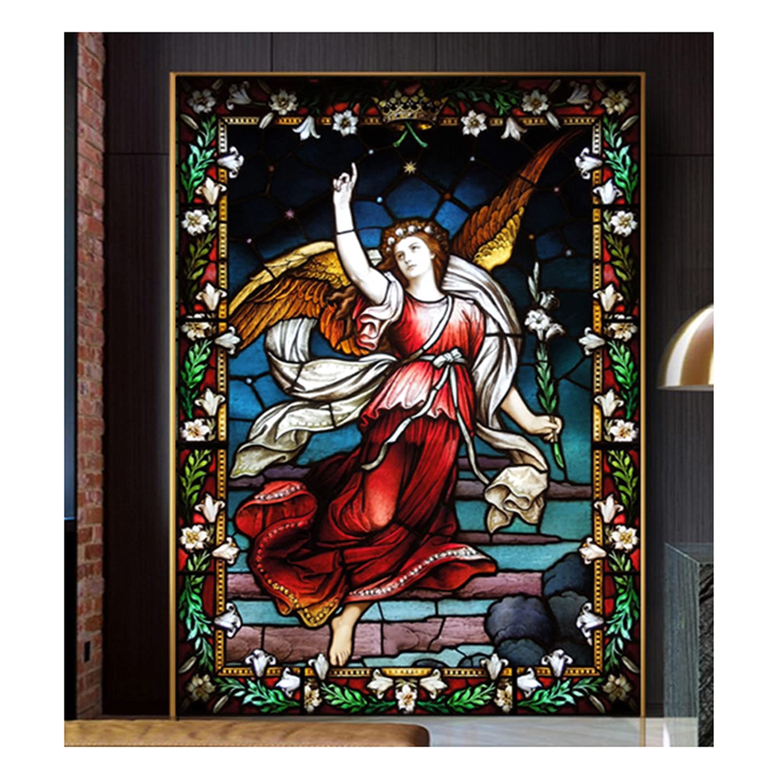 Window Film, Church Stained Glass Decorative Film Anti-UV Anti-UV Static Privacy Clings Film Jesus Religious Figures Decor,11,60x120cm