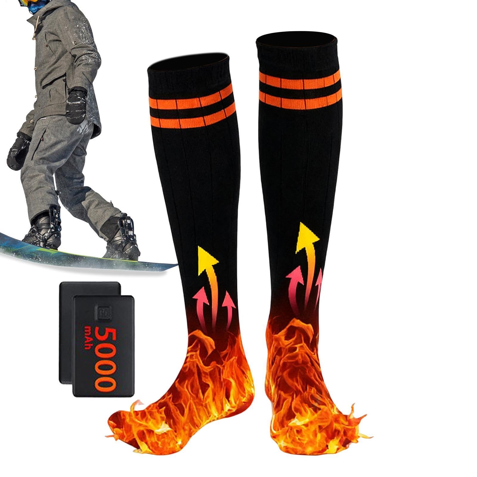 Chaussettes Chauffantes Rechargeables 5000 mAh Bas Chauffants avec Contrôle