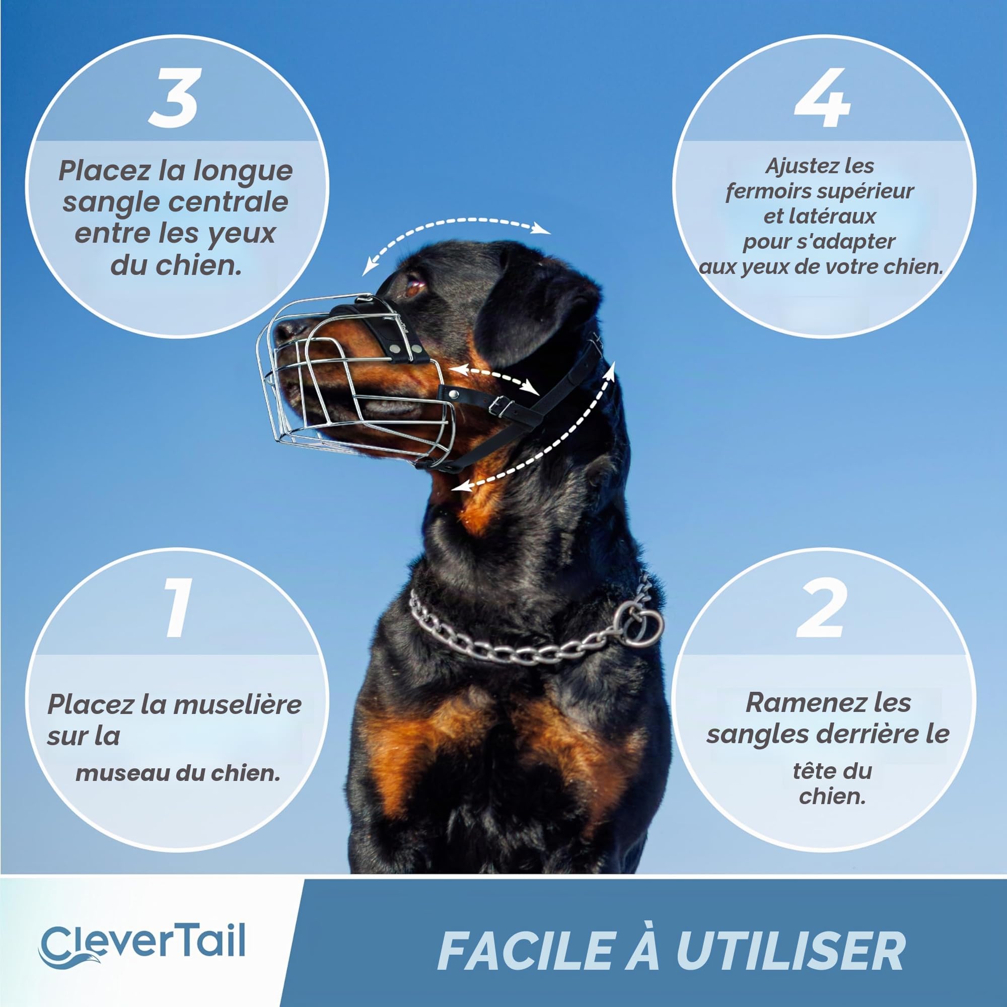 Muselière robuste en métal pour chiens de grande taille – Muselière Corso, Mastiff, Labrador, Bulldog, Alabai – Panier anti-aboiements et morsures