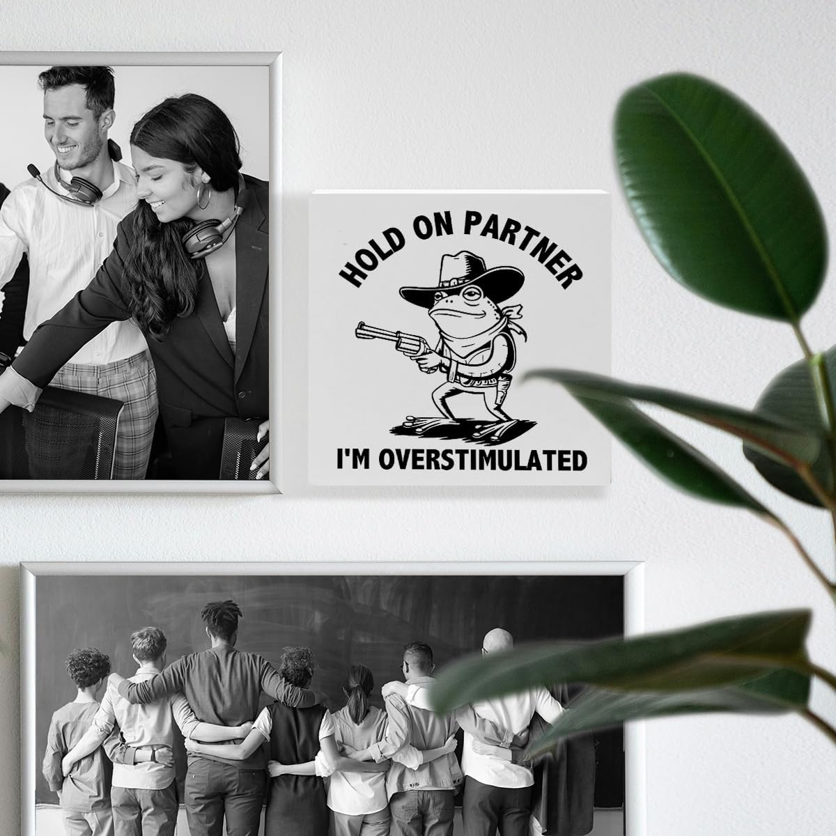 Funny Frog Decor Sign for Home Room Office, Humor Sarcastic Desk Office Decorations, I'm Overstimulated, Funny Sarcastic Frog Lover Gifts for Women Men Cowboy - Image 4