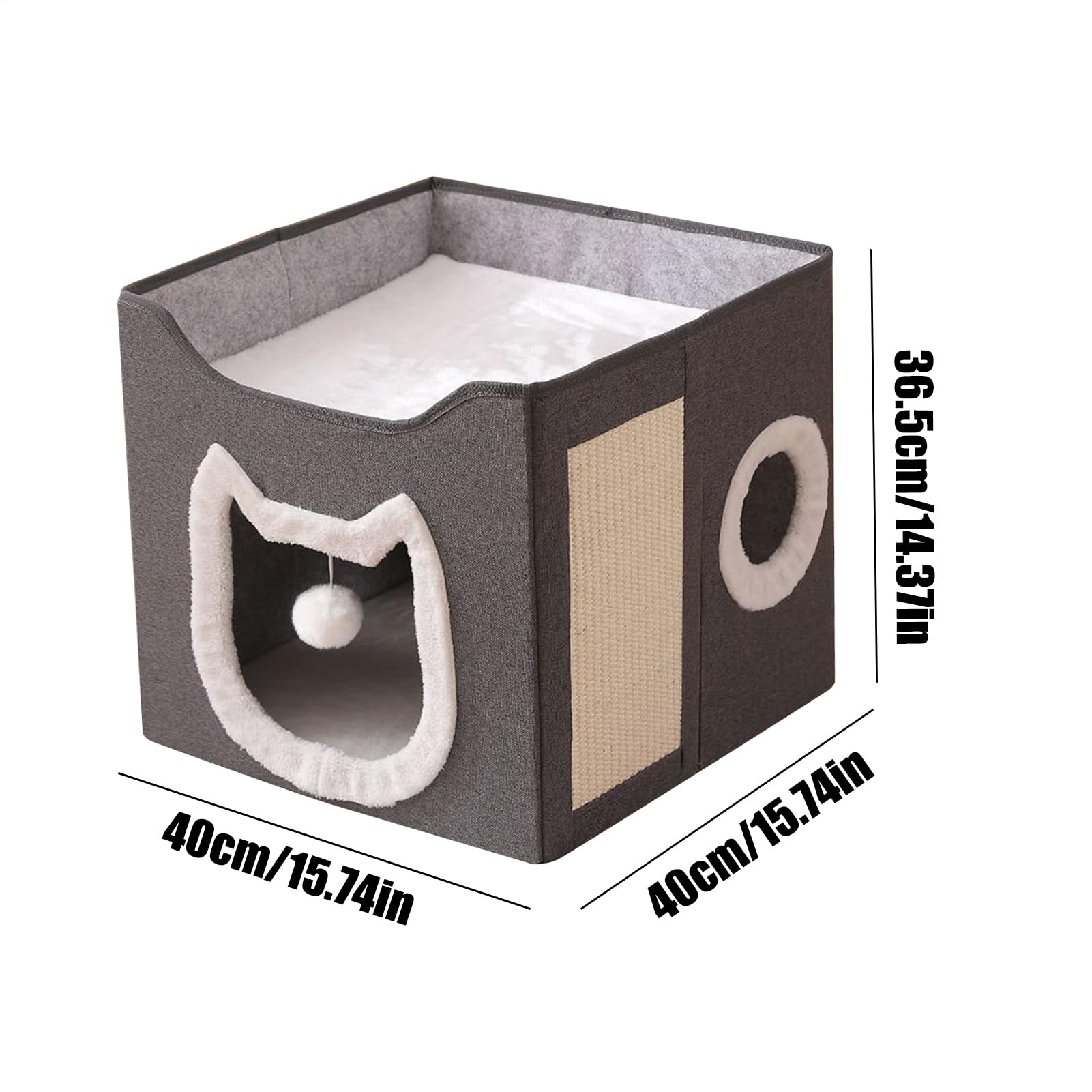 Casa para Gatos Interior 2 Niveles Cueva Cama Gatito Juguete Pelota | Refugio Plegable De Animales Y Mascotas Gatos Perros Cachorros Mascotas Pequeñas Cobijo Invernal del Hog