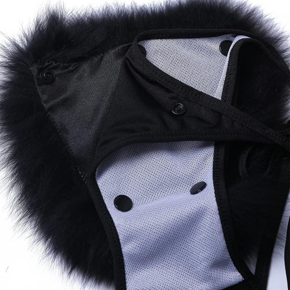 ZOSCGJMY Women's Faux Fur Halter String Triangle Bikini Sets Two Piece Swimsuits