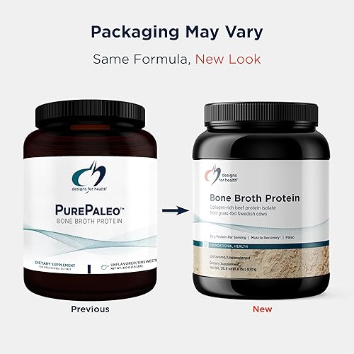 Vista 14 de Proteína PurePaleo vainilla de Designs For Health 0.74 oz de HydroBEEF altamente concentrado, caldo de hueso, polvo proteínico, 28.6 oz
