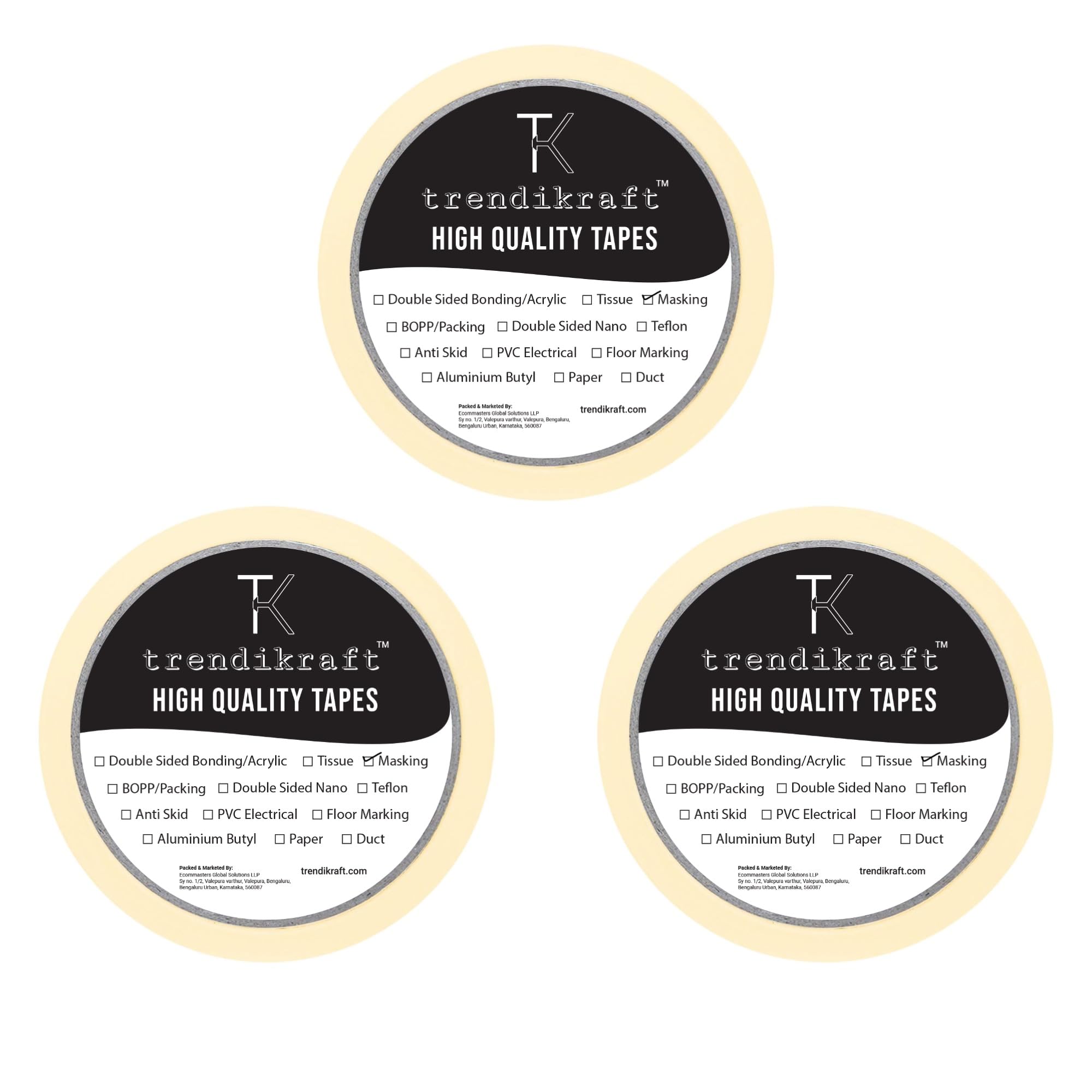 TRENDIKRAFT Masking Paper Tape Roll (Pack of 3) Best for Carpenter Medical Doctors Plumbers Painters, Wall Safe Labelling Drawing Plasters Tape for DIY Craft Decoration Painting on Canvas,1 Inch x 20M (B0CGJHHFD3) Amazon Price History, Amazon Price Tracker