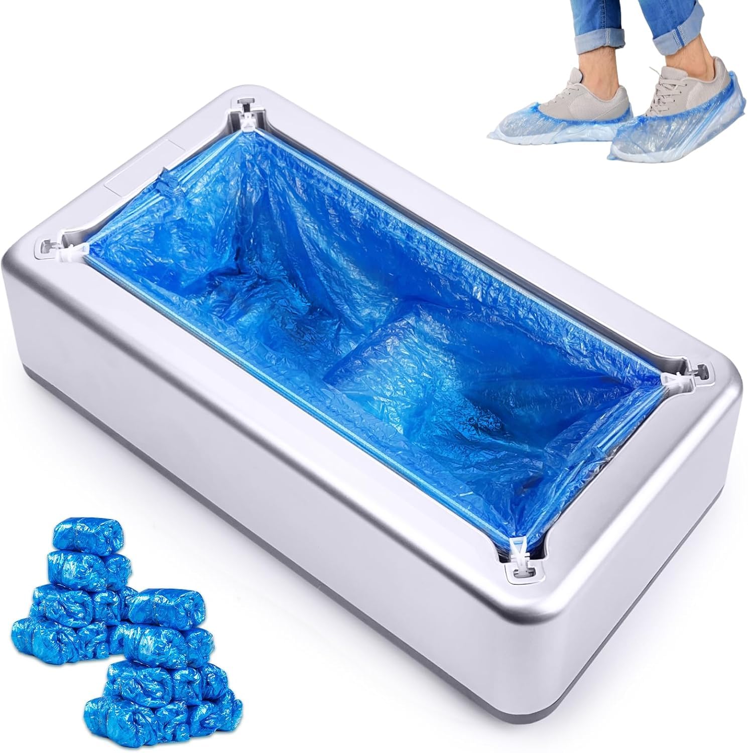 YJDayy Shoe Covers Dispenser Containing 200pcs Shoe Covers Disposable Non Slip High Quality Automatic Shoe Cover Machine with Disposable Shoe Covers for Indoors for Most Occasion and Shoes Size