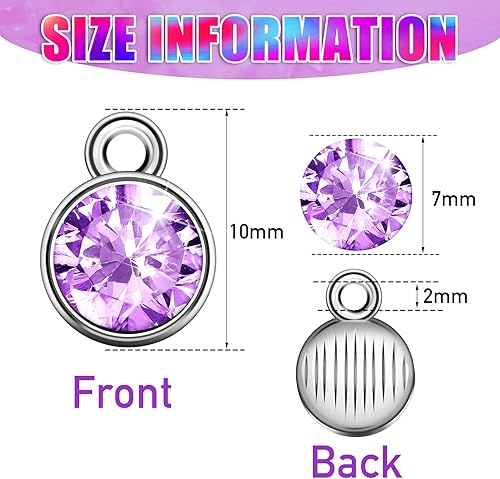 Miniatura 10 de Hicarer 72 dijes de piedra natal de cristal, cuentas para bricolaje, dijes de cristal para joyería, collares, pulseras, aretes, 0.236 pulgadas