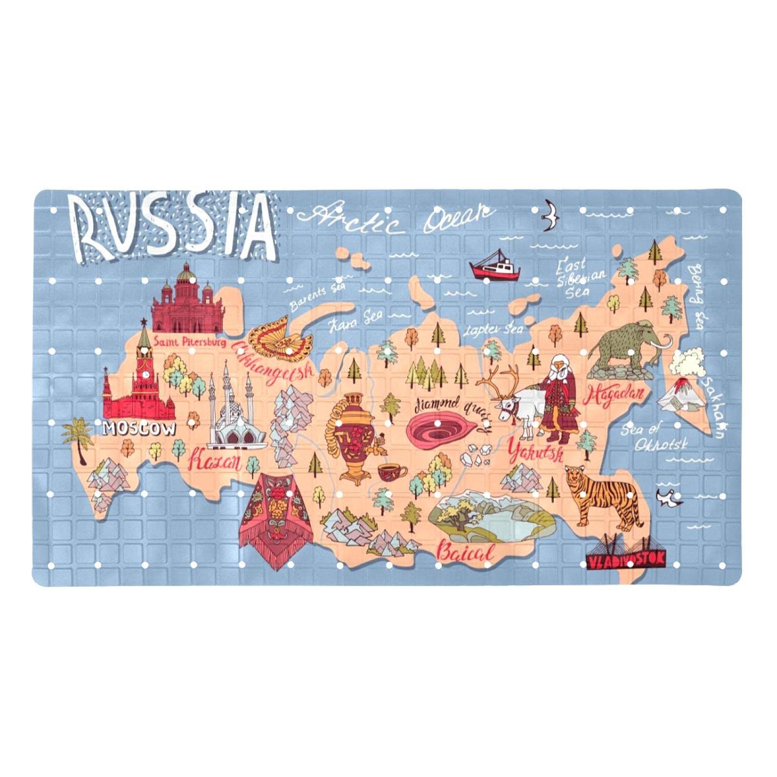 Tapis de bain antidérapant Russie 40x70 cm avec ventouses