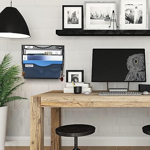 Miniatura 5 de BOHDK Organizador de archivos de pared organizador de 5 carpetas de archivos colgantes de neumáticos soporte de archivo colgante de puerta de metal