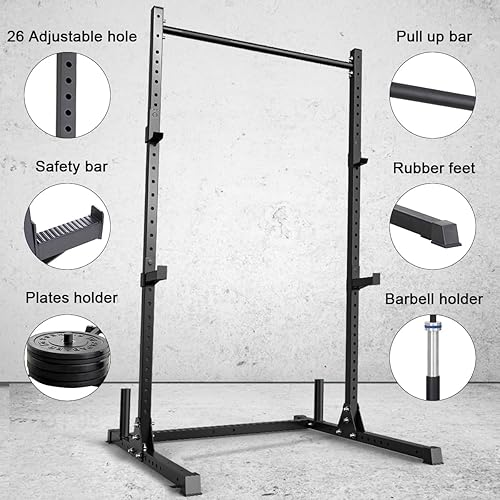 Miniatura 5 de Papababe Power Rack Power Cage, estación de entrenamiento en casa, gimnasio para levantamiento de pesas, culturismo y entrenamiento de fuerza