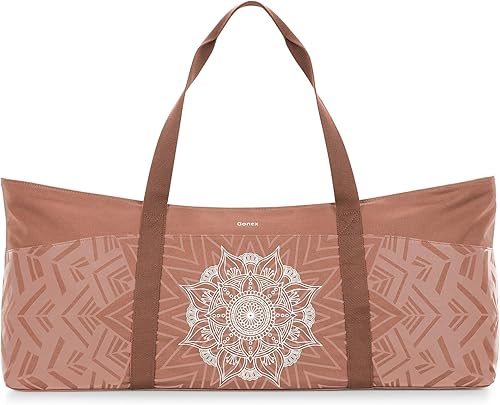 Miniatura 12 de Gonex Bolsa para esterilla de yoga, bolsa de gimnasio de lona extra grande con bolsillo impermeable, cremallera de metal, se adapta a tapetes y