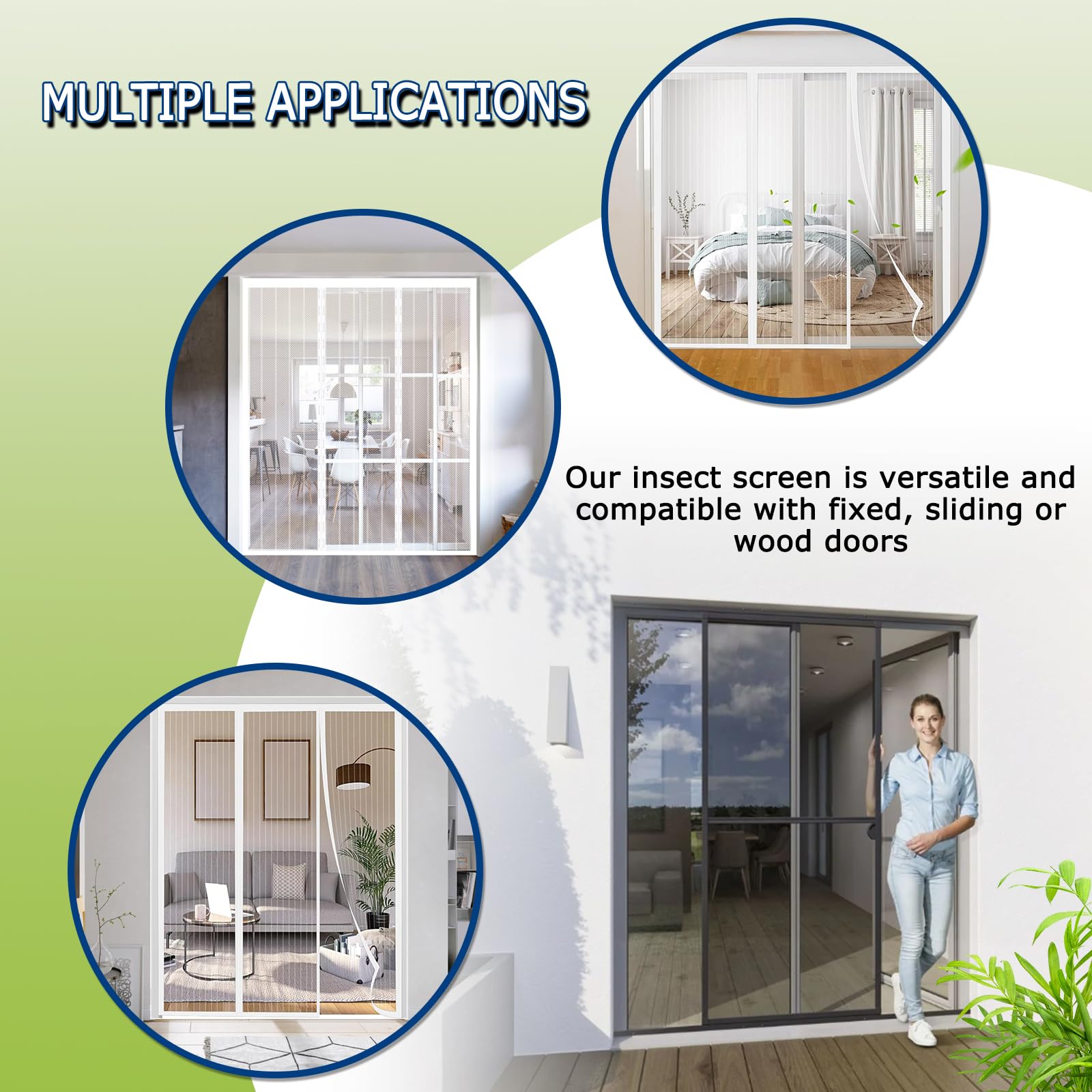 Moustiquaire AimantéE Porte, 270x245cm Fenetre Store Moustiquaire Moustiquaire De Porte Rideau Anti Mouche Pour Enfants Et Animaux De Compagnie, Blanc L