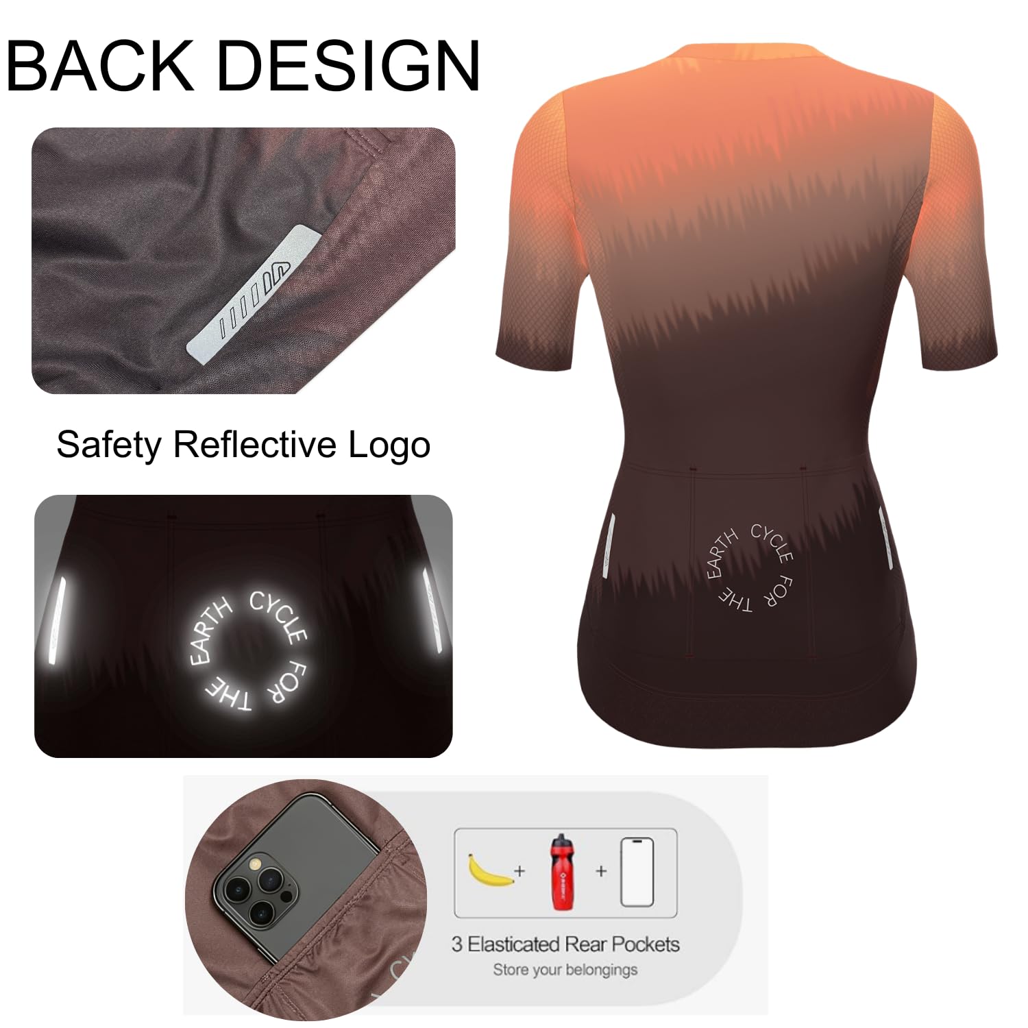 Wulibike Damen Fahrradtrikot Kurzarm–Leichtes Atmungsaktives Rennradtrikot mit Farbverlauf Design,Schnelltrocknend,3 Rückentaschen Radtrikot für Rennrad,MTB & Freizeit