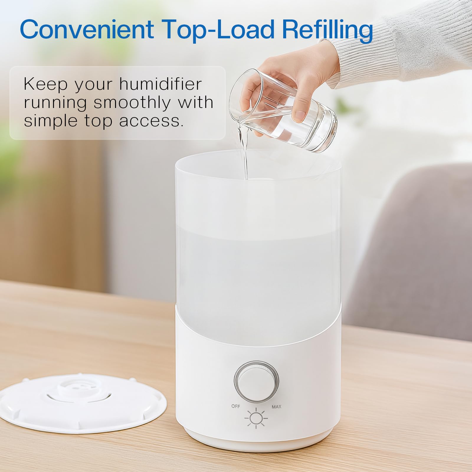 Photo 1 of Cool Mist Humidifier for Bedroom, 3L Top Fill Ultrasonic Air Humidifier with Adjustable Knob Control, Quiet Operation, Auto Shut-Off, BPA-Free for Home, Baby, Office, Plants M4