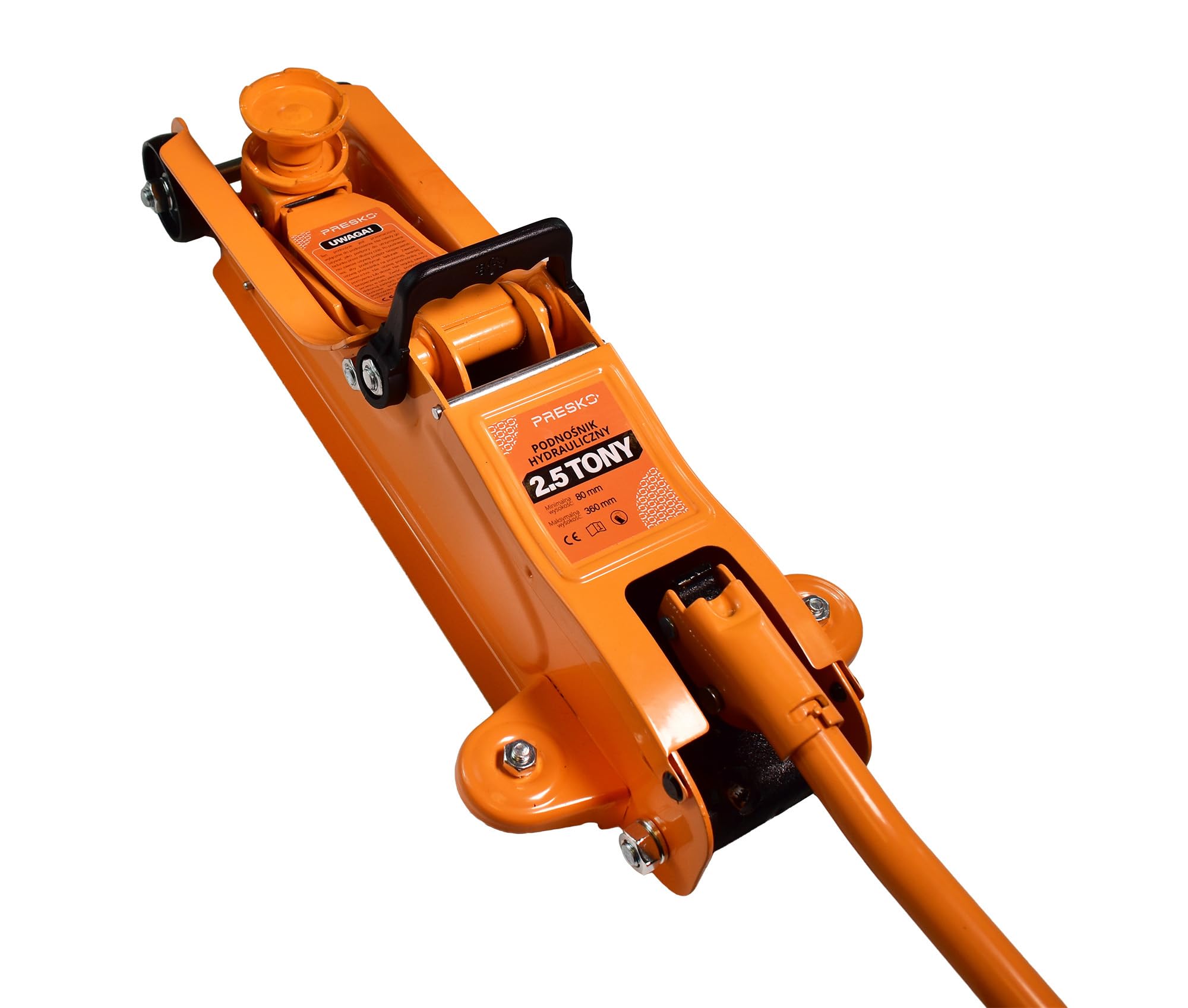 Hydraulischer Rangierwagenheber 2,5t (2500 kg), Flacher Wagenheber für tiefergelegte Autos, Low Profile Auto-Heber Hubhöhe 80-360 mm, 4 Rollen & Sicherheitsventil