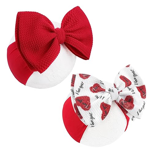 Miniatura 9 de YanJie Lazos de San Valentín para niñas y bebés, diadema de nailon hecha a mano, lazos para recién nacidos, diadema para el día de San Valentín,