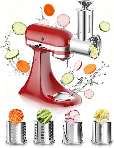 Último accesorio grande de acero inoxidable para batidoras KitchenAid, rallador de queso vegetal apto para lavavajillas para accesorios de mezclador
