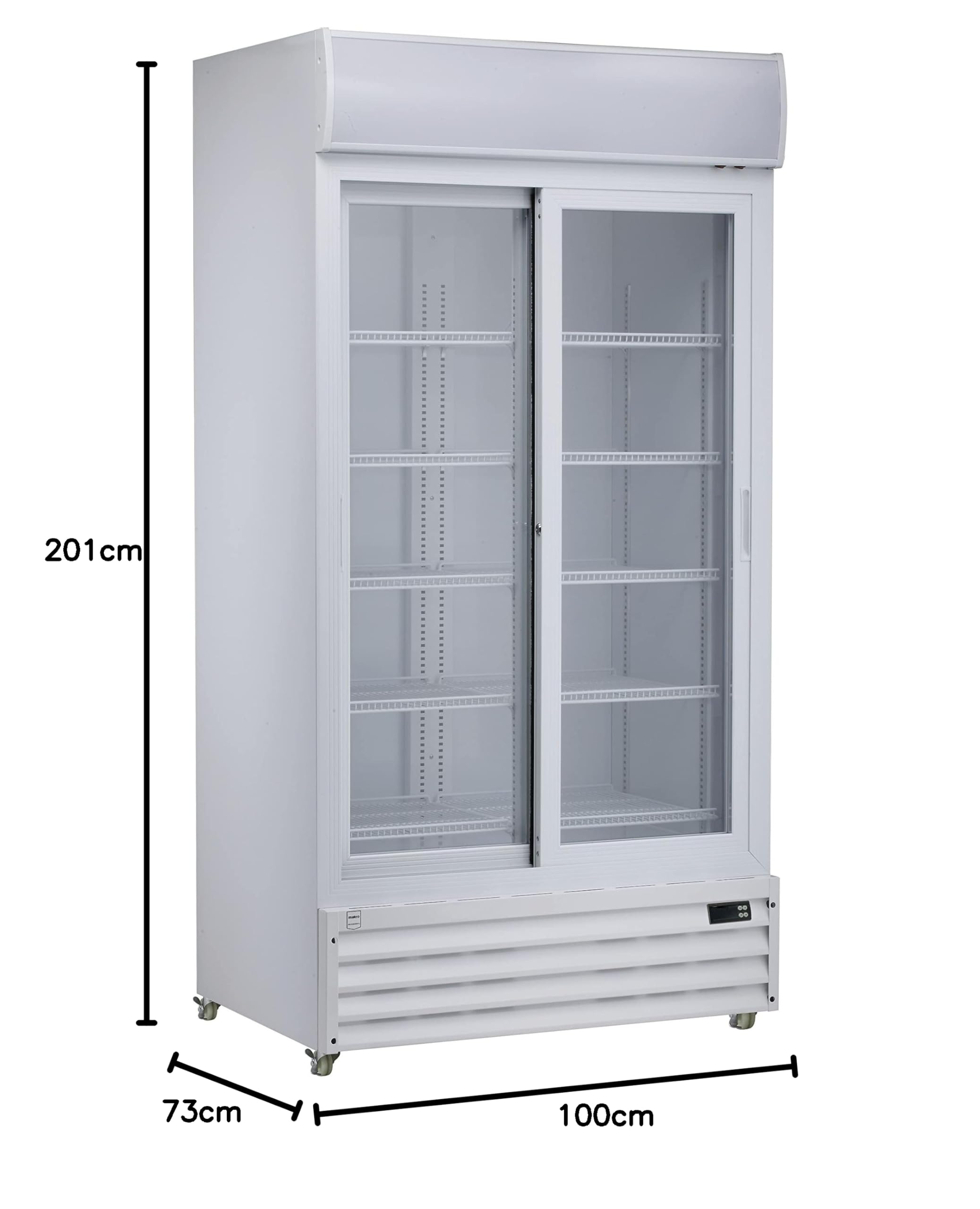 METRO Professional Vitrina frigorífica GSC3800, plástico/vidrio/zinc, 100x73x201.8 cm, 690L, enfría por ventilación, 510W, cerradura, blanco