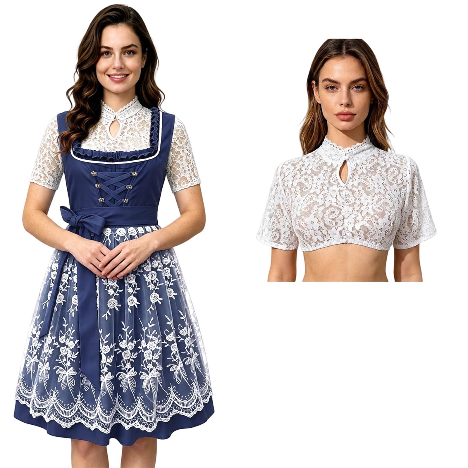 Generisch Splendido abito da sera per cosplay, abito da sera di ispirazione storica con elegante corsetto in pizzo, squisito e versatile, per feste, balli tutto l'anno