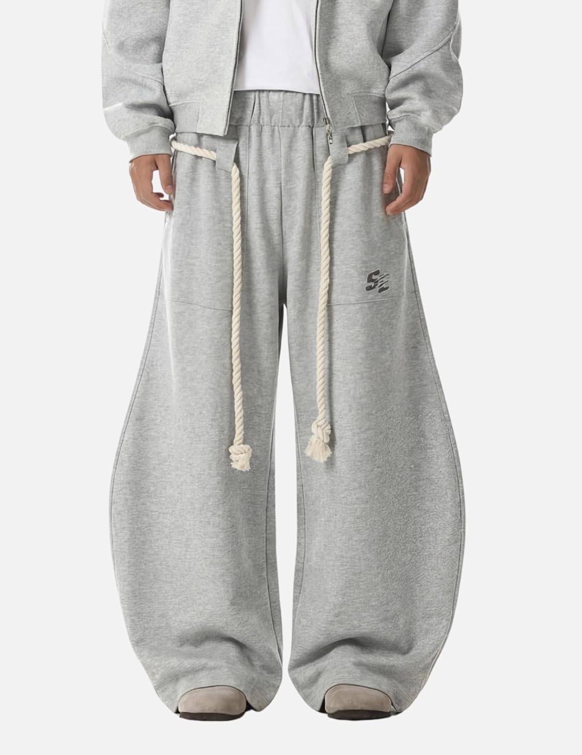 Vamtac Wide Leg Sweatpants Mens Baggy Barrel Pants Y2K Loose fit Gray Sweat Pants with Pockets