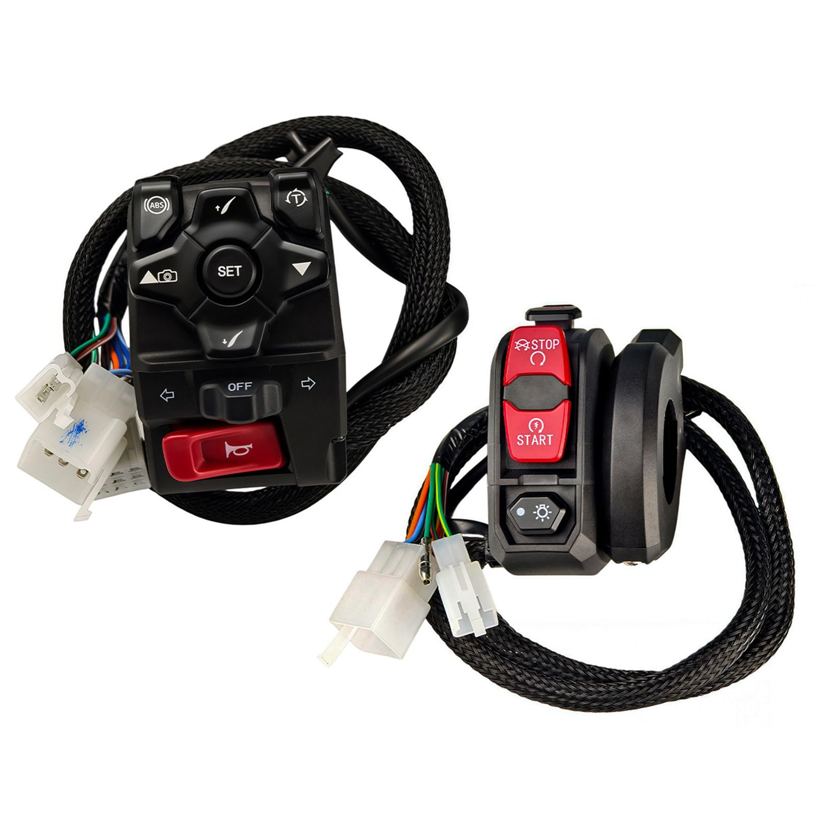 Control de manillar de motocicleta con bocina e iluminación integradas kit de montaje universal 7