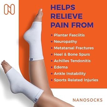 NanoSocks Compression Socks 4 Pack Bundle - Toeless (Large, 2 Pair Black + 2 Pair White)