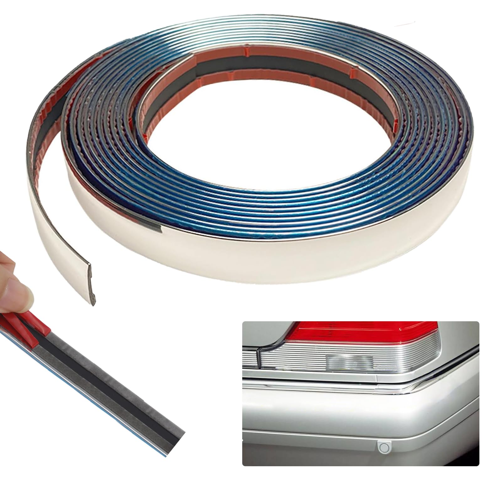 Bande Adhésive Chrome 8mm X 5m AEIOPRS - Garniture Auto Pour Carrosserie Et Fenêtres