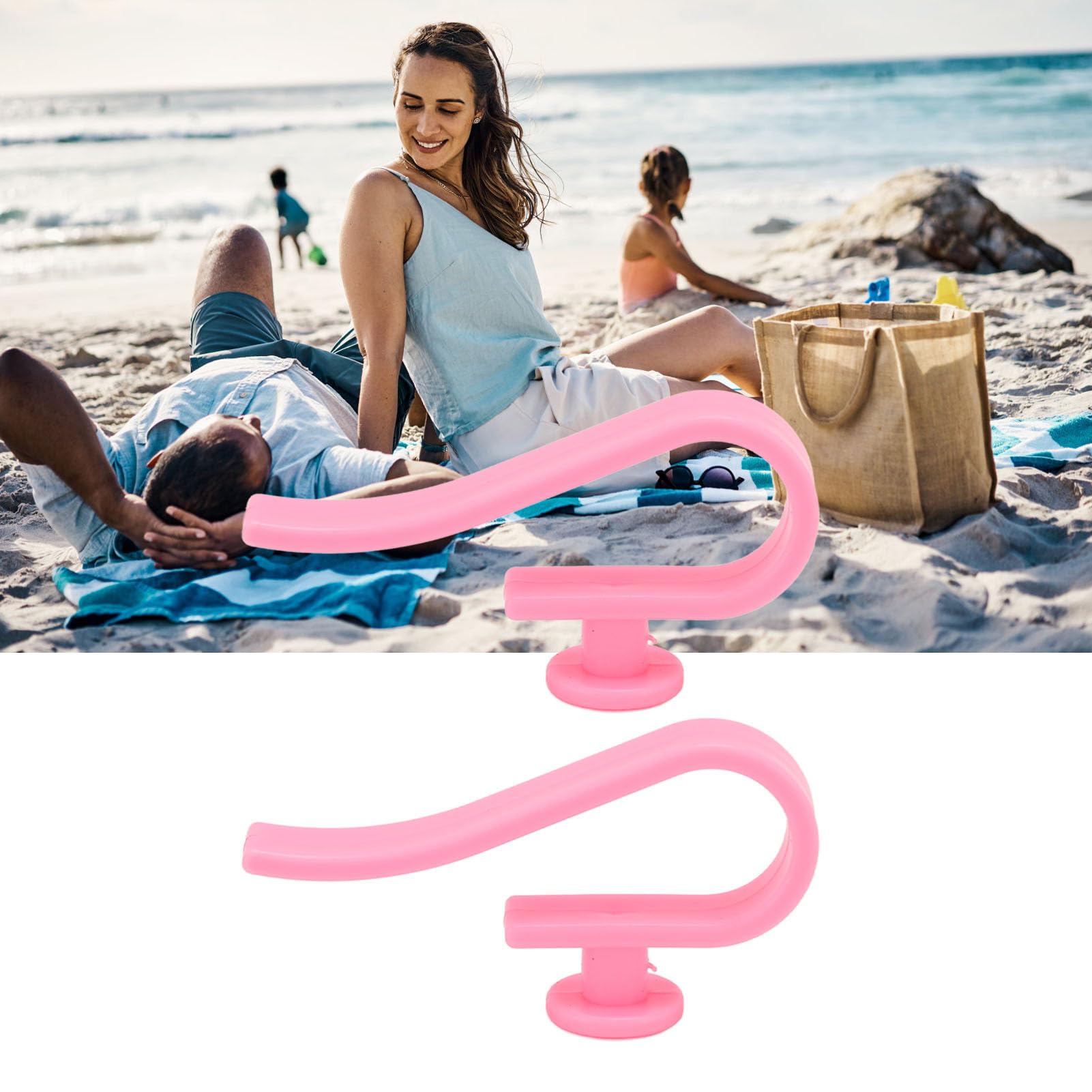2pcs Beach Bag Hook Plastic Fashionable Colorfast Pink Bag Insert Key Holder Beach Bag Attachment for Hanging Headset Sunglasses