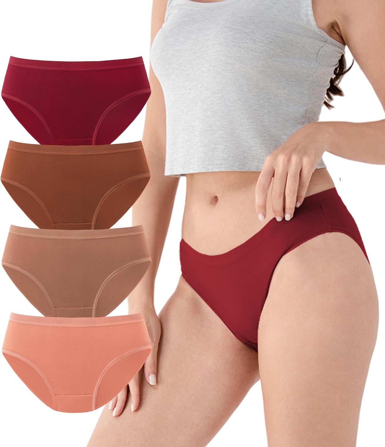 DAVID ARCHY Womens Underwear, Bamboo Rayon Underwear Panties Moisture Wicking Panties, Soft Breathable, 4 Pack