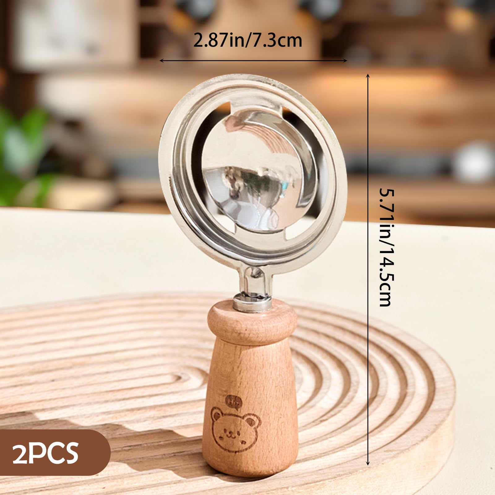 2-Pack Stainless Steel Egg Yolk White Separator for Raw Eggs, 2-Hole Design, Wooden Handle Stand, Quick Egg Yolk & White Separation, Kitchen Tool for Cooking & Baking