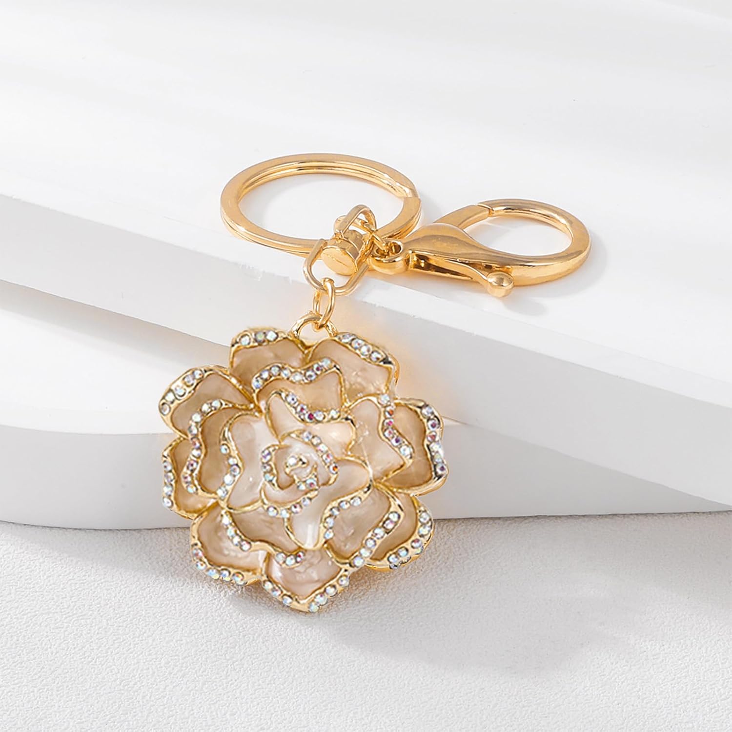 Cute Flower Keychain Fall Bag Charms Purse Charms for Handbags Bling Car Keys Accessories Camellia Design Gifts for Women - Image 5