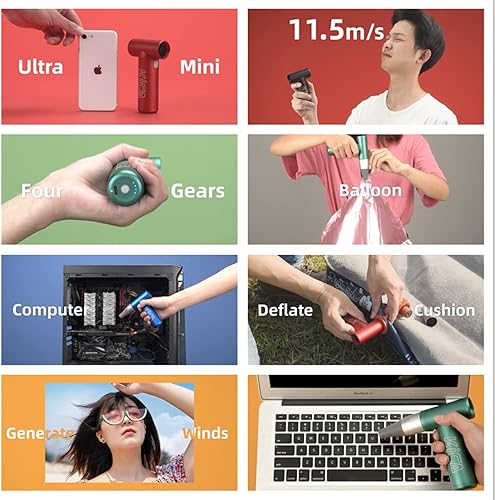 Miniatura 5 de Kica Jetfan 1.0 - Plumero de aire inalámbrico portátil para computadora, tareas domésticas, barbacoas, exteriores, campamentos, barbería, automóvil,